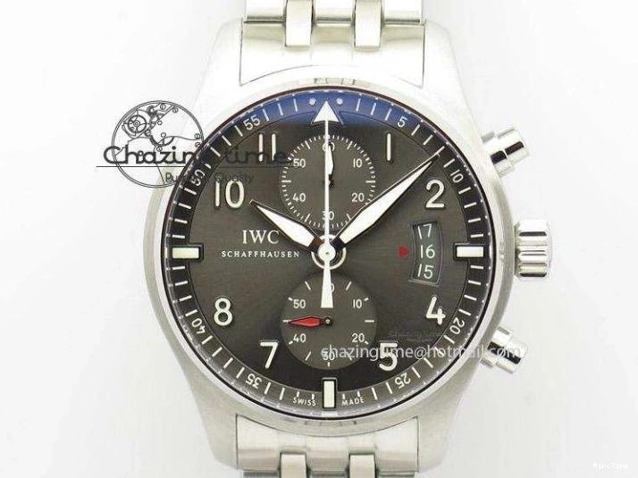 MIROTIME 0514 Pilot Chrono Spitfire IW387903 SS ZF 1:1 Best Edition Black Dial on Brown Leather Strap A OdorResistant 7127